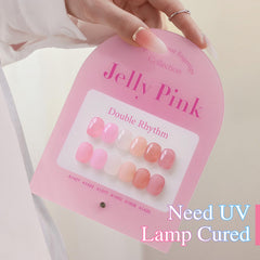 Hands applying Double Rhythm gel polish under LED lamp for fast salon-like nails
