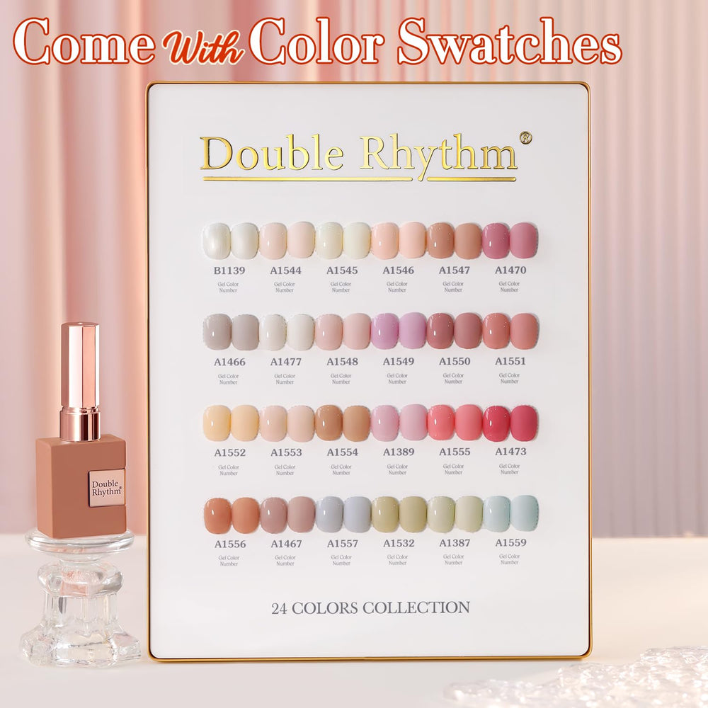 At-home manicure setup using the Double Rhythm Nude Pink collection.