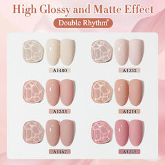 Double Rhythm nude-pink shade swatch on nails demonstrates versatile everyday wear.