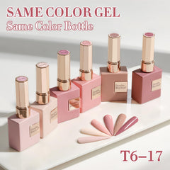 Double Rhythm pink gel polish set adds soft, feminine shine for any occasion.