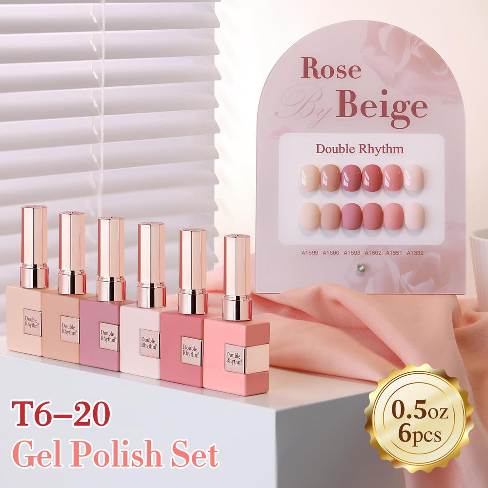 Double Rhythm rose beige color swatches show smooth, even coverage.