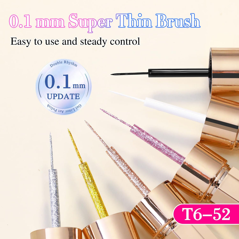 Double Rhythm white chrome gel swatches provide clean, bright coverage for precise lines.