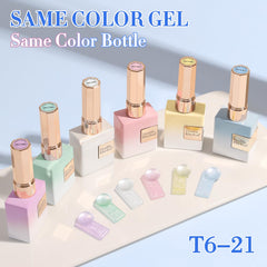Double Rhythm white gel polish delivers smooth, flawless coverage.