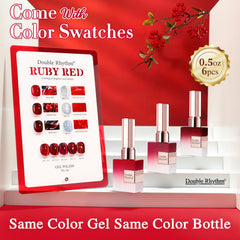 Double Rhythm jelly burgundy red glitter close-up for bold nail art.