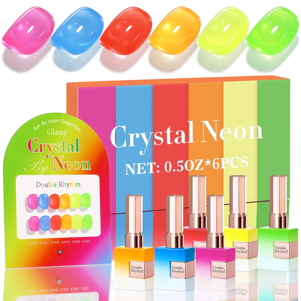 Double Rhythm gel polish set 6x15ml bottle front view for vibrant manicure color