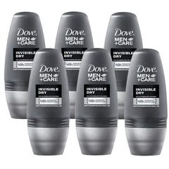 Dove 48h roll-on invisible dry deodorant six-pack, smooth finish for all-day freshness.