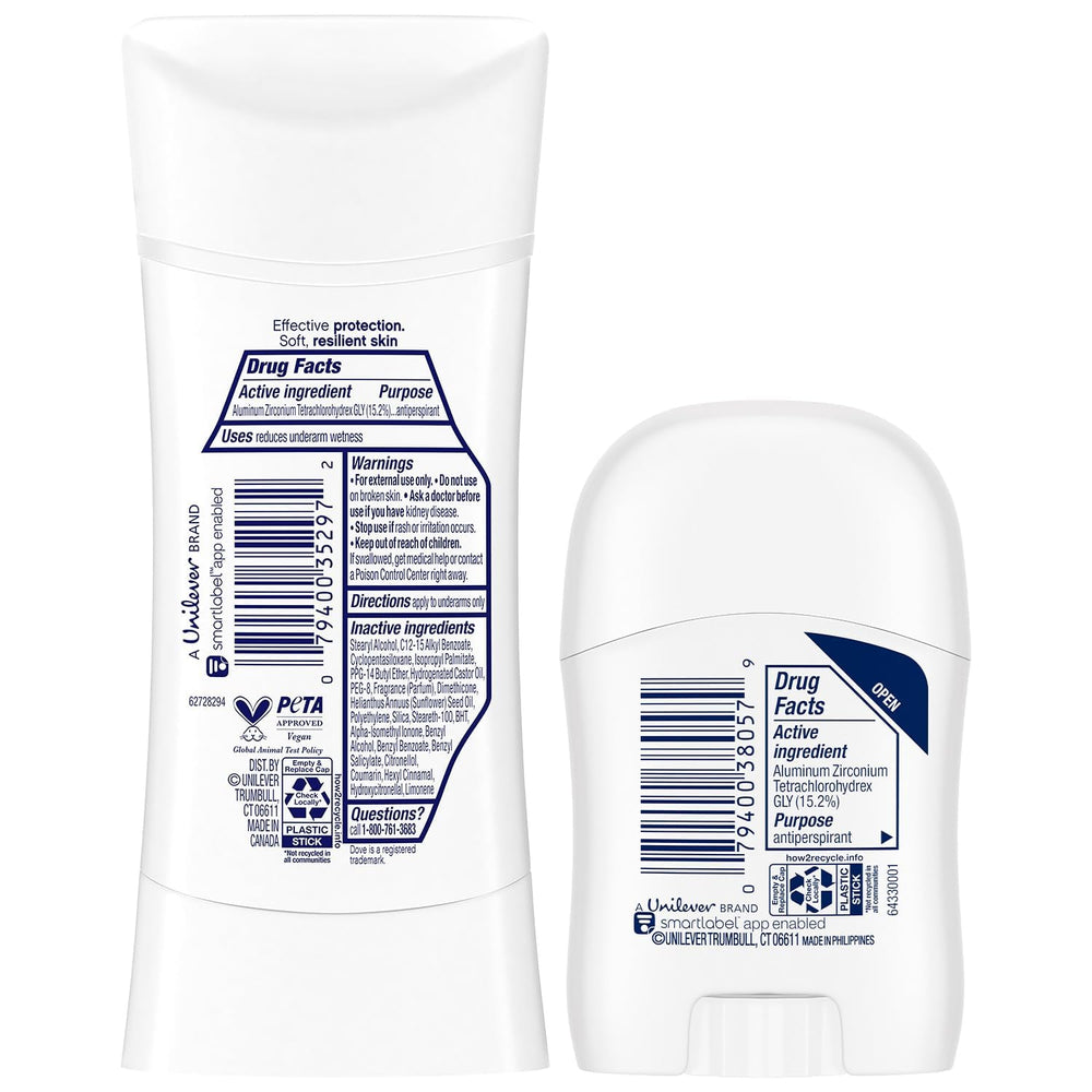 Dove Advanced Care travel-size deodorant included for on-the-go freshness