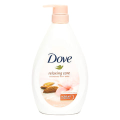 Dove Almond & Hibiscus body wash lather close-up showing creamy texture for daily care.