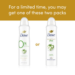 Dove aluminum-free deodorant spray with cucumber green tea scent visible on packaging