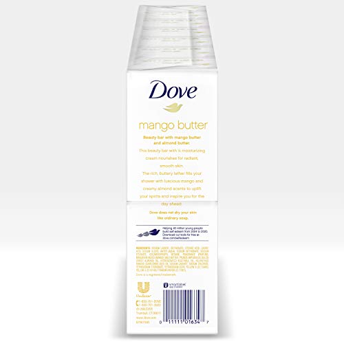 Dove Mango Butter Beauty Bar close-up lather demonstrates rich moisture for softer skin after shower.