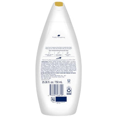 Dove body wash 6-pack label highlights shea butter and vanilla fragrance for pampering