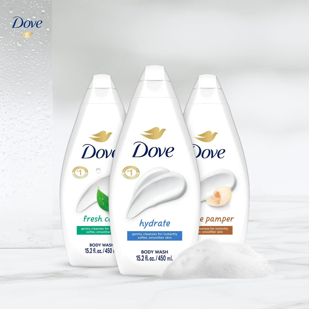 Dove Body Wash Lather close-up highlights rich foam and skin-nourishing formula