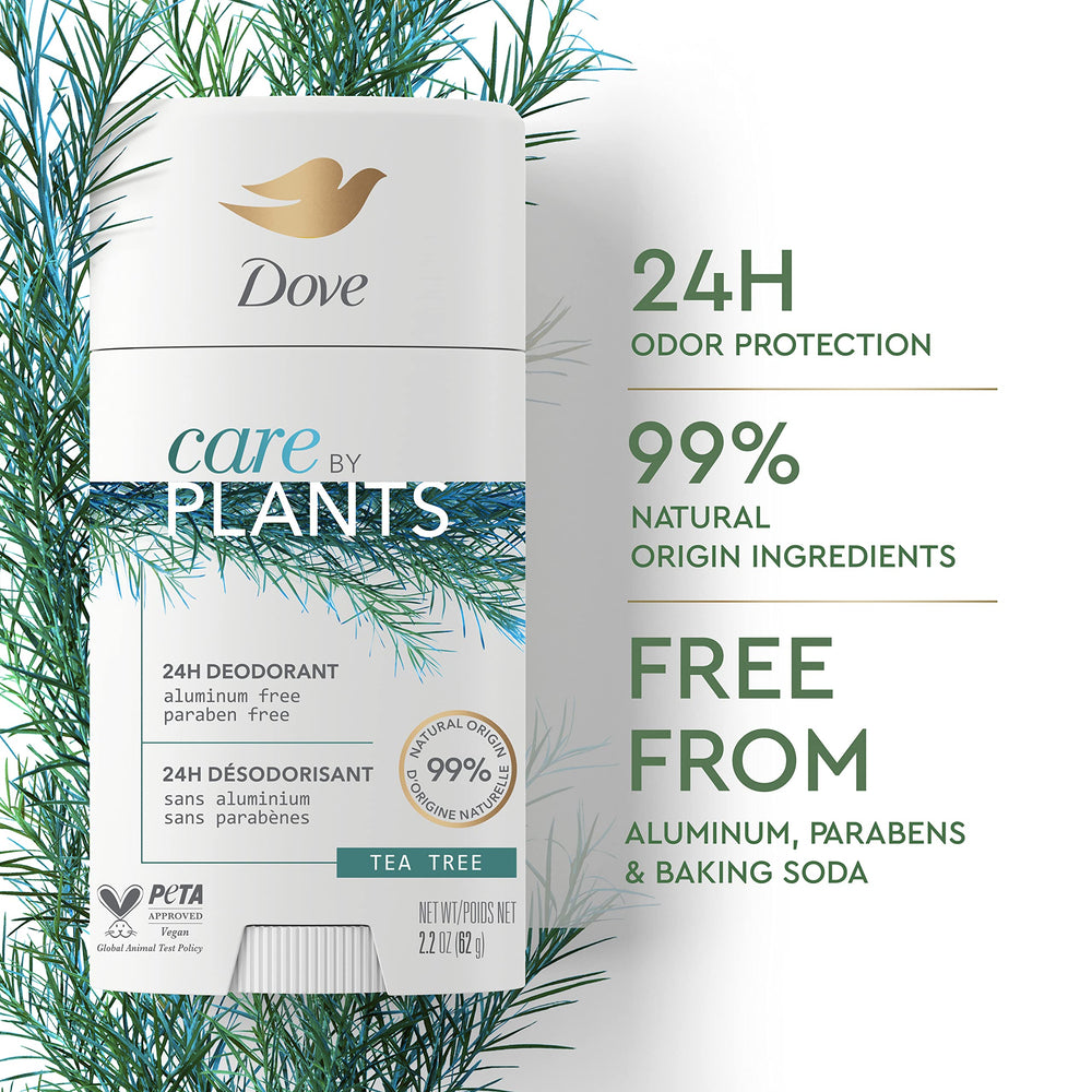 Dove Care by Plants Tea Tree Deodorant Stick application glide shows smooth, even coverage