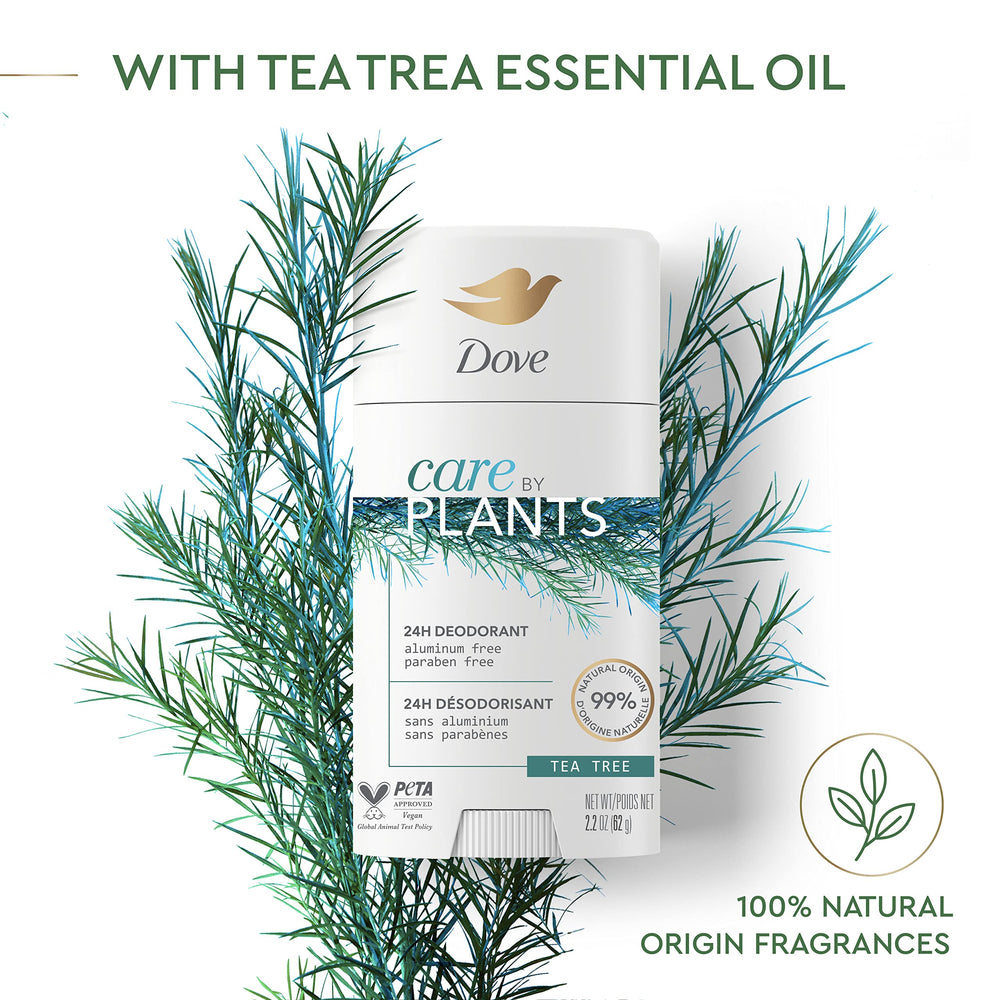 Dove Care by Plants Tea Tree Deodorant Stick natural fragrance with 100 percent origin tea tree scent