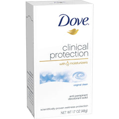 Dove Clinical Protection Original Clean deodorant bottle for daily use.