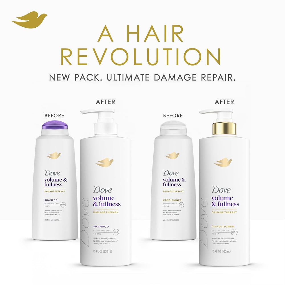 Dove conditioner pump closeup demonstrates easy application and detangling