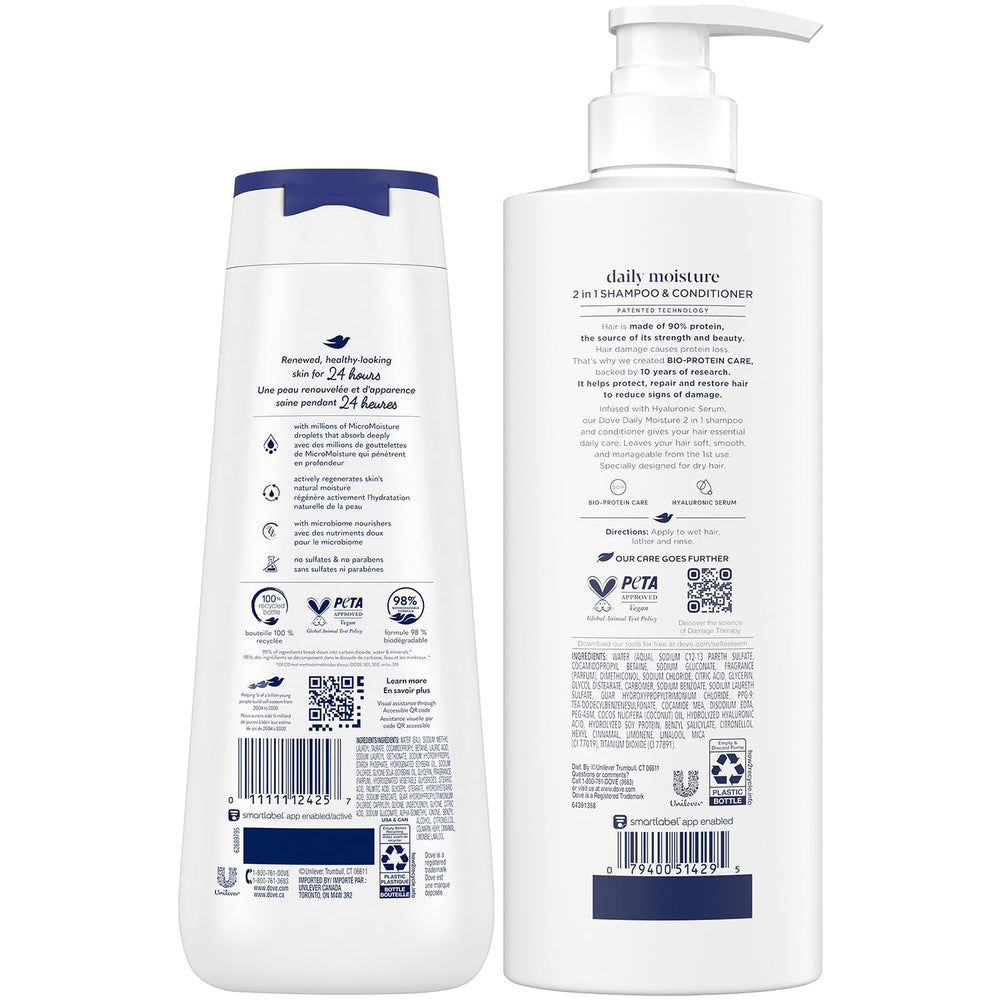 Dove Daily Moisture 2-in-1 conditioner bottle for smoother hair