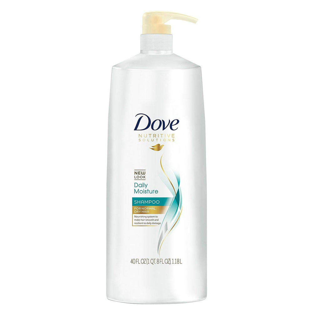 Dove Damage Therapy Daily Moisture Shampoo with pump for effortless daily cleansing and hydration.