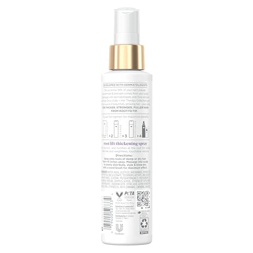 Dove Density Boost Root Lift spray application demonstrates root lift with a lightweight mist.