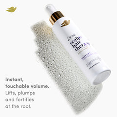 Closeup of vitamin B3 and zinc ingredients in Dove Density Boost Root Lift formula.