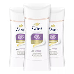 Dove Even Tone rosewood powder stick application offers a smooth glide for all day freshness.