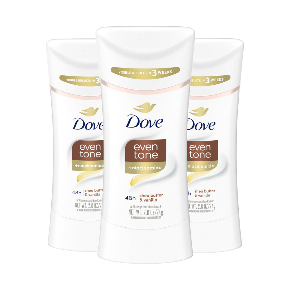 Dove Even Tone Shea Butter Vanilla stick gliding on underarm for smooth application