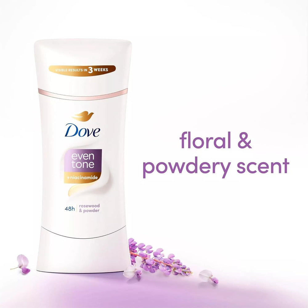 Dove Even Tone smooth glide stick application demonstrates easy, residue-free wearing.