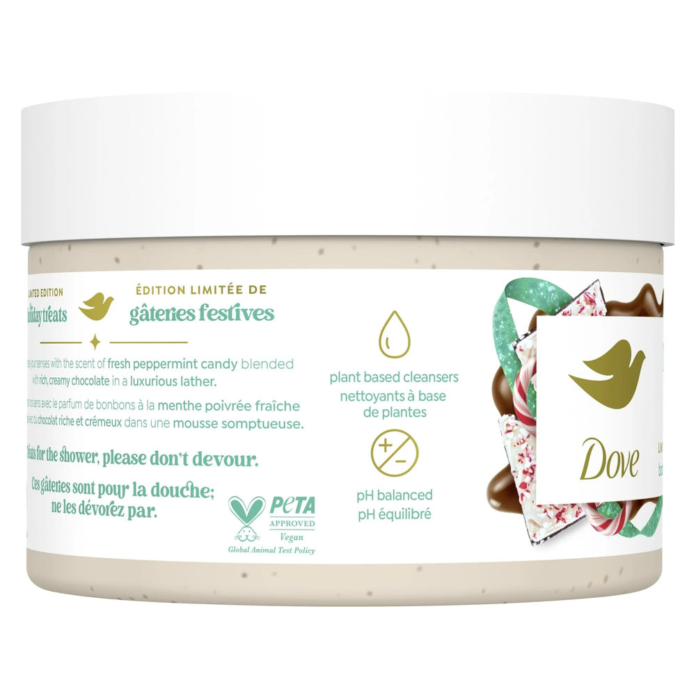 Dove Peppermint Bark scrub lather rich and creamy