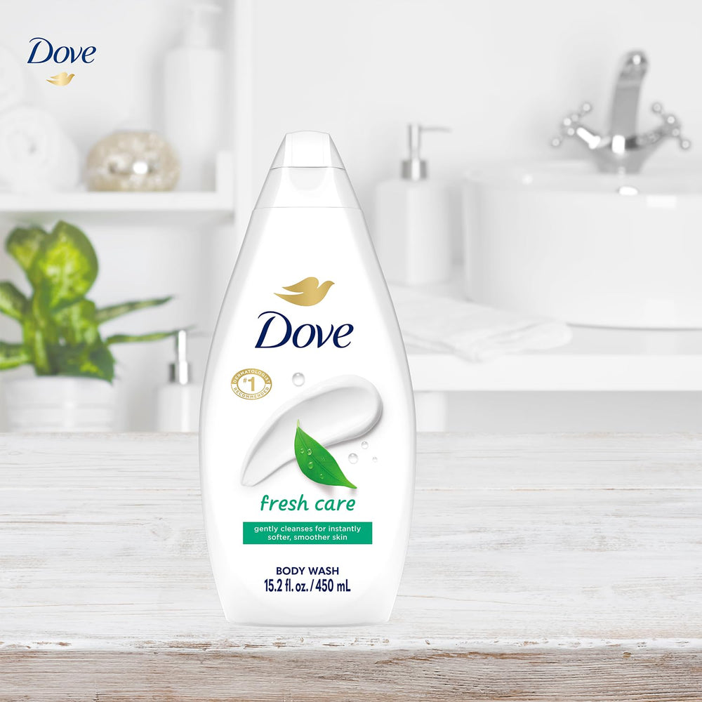 Moisturizing suds from Dove Fresh Care Body Wash in a rich lather.
