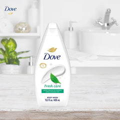 Moisturizing suds from Dove Fresh Care Body Wash in a rich lather.