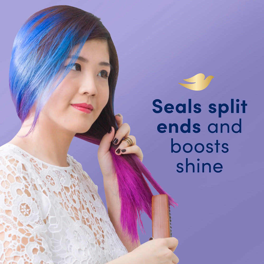 Dove Hair Therapy Brilliant Gloss bottle label emphasizing color treated hair protection