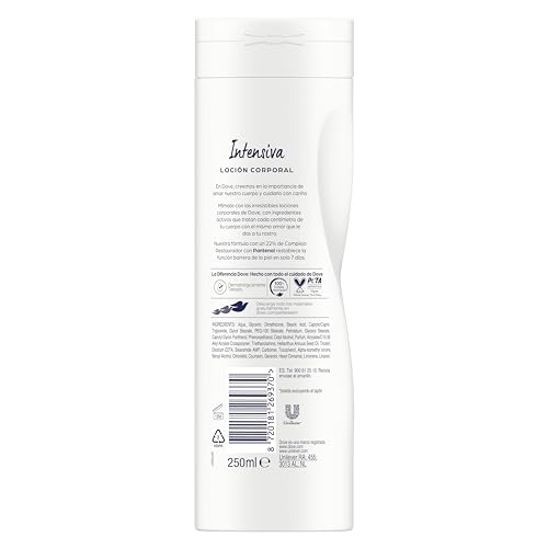 Dove Intense Nourishment label highlights dermatological testing.