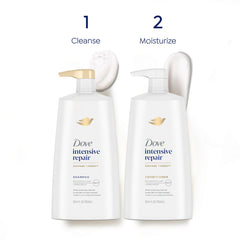 Dove Intensive Repair shampoo lather action – rich cleansing for daily use.