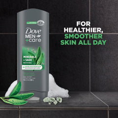 Dove Men+Care scent profile with sage, peppermint and eucalyptus for an energizing shower