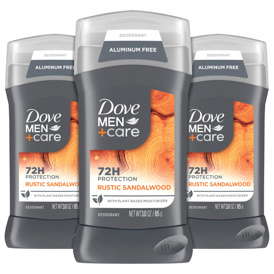 DOVE Men+Care Rustic Sandalwood deodorant stick front view for daily freshness