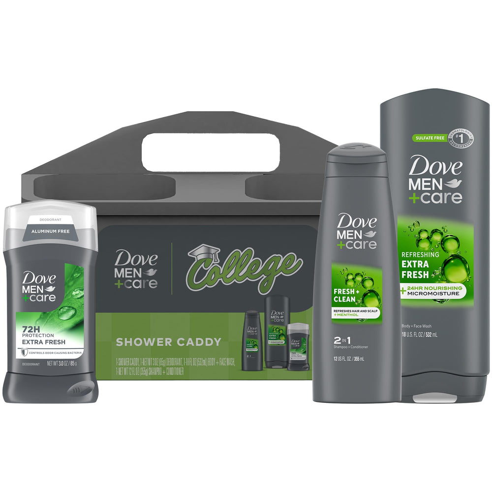 Dove Men+Care shower caddy college set keeps dorm bathroom organized for easy grooming