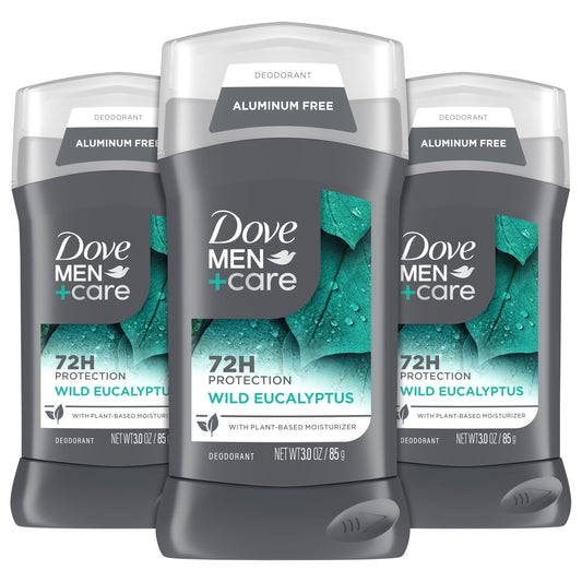 Dove Men+Care Wild Eucalyptus deodorant stick pack for daily freshness.