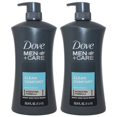 Dove Men Clean Comfort bottle pour for daily hydrating body and face care