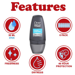 Dove Men+Care Clean Comfort roll-on applicator close-up for easy application