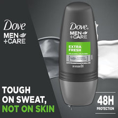 Dove Men+Care Extra Fresh roll-on being applied for underarm comfort