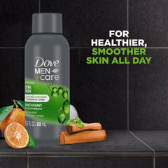 Dove Men+Care cruelty-free PETA logo displayed on packaging.