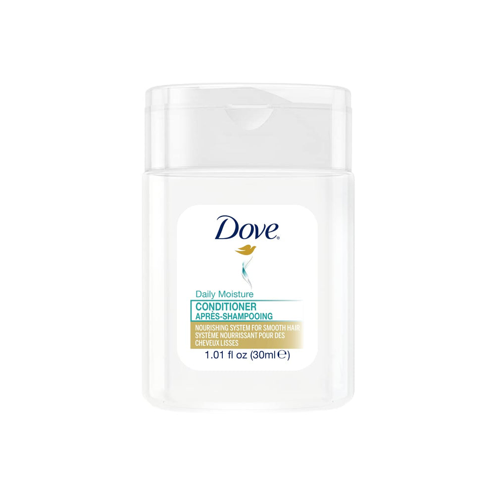 Dove mini 1oz daily moisture conditioner bottle with flip-top for hotel guests
