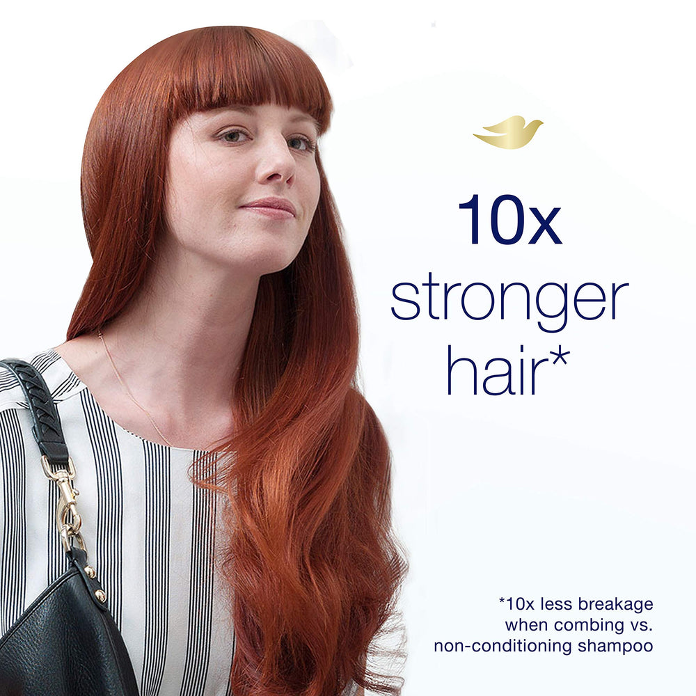 Dove Daily Moisture shampoo applied to dry hair for silky, easy-to-manage results.