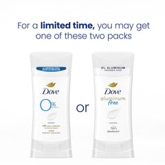 Dove 48-hour odor protection aluminum-free deodorant stick shown for daily use.