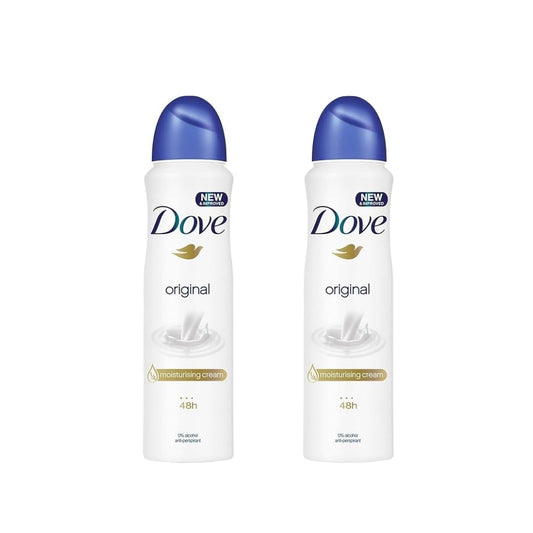 Dove Original 48h antiperspirant spray bottle — long-lasting protection with moisturizing formula.