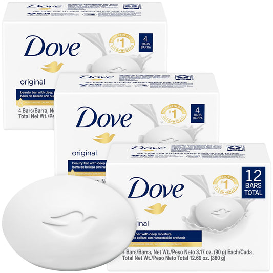 Dove Original Beauty Bar 3-pack pack-shot showing three bars for everyday cleansing.