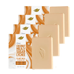 Dove Plant Milk Cleansing Bar shows coconut milk texture for a creamy cleanse.