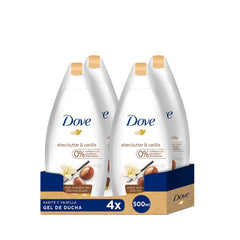 Dove Purely Pampering bottle demonstrates moisturizing formula for softer skin after shower.