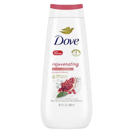 Dove Rejuvenating Body Wash bottle with pomegranate and hibiscus for refreshed skin