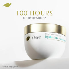 Dove Serum Mask application showing one-minute hydration benefits.